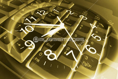 Composite of Clock and Computer Keyboard Composite of Clock and Computer Keyboard